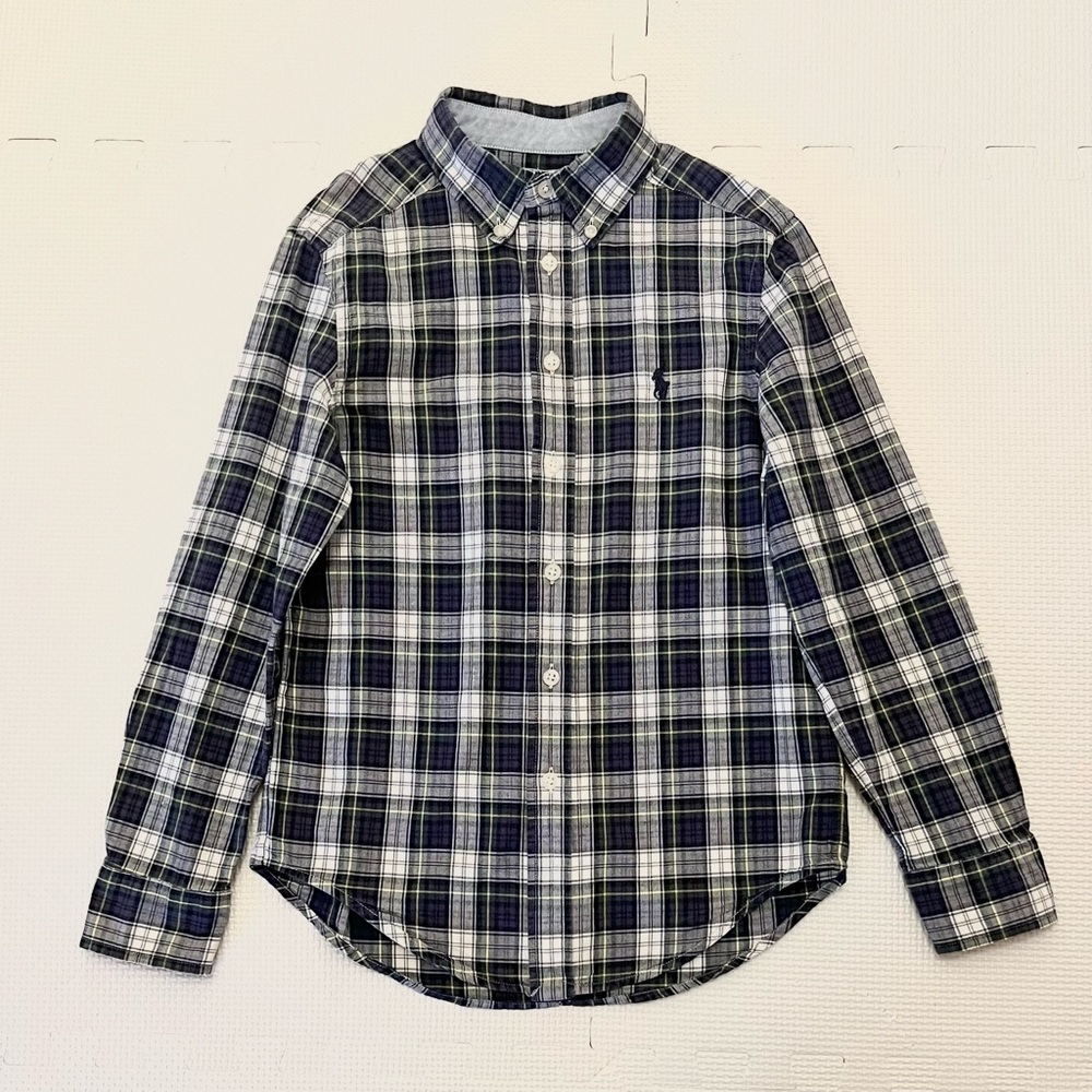 Ralph Lauren Boys Navy Plaid Shirt Size 10-12